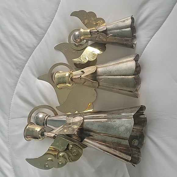 GODINGER GOLDTONE AND SILVER PLATED ANGEL CANDLE STICKS - Picture 8 of 8